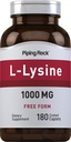 Piping Rock L-Lysine 1000 mg | 180 Caplets | Free Form | Vegetarian, Non-GMO, Gluten Free
