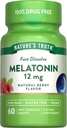 Nature's Truth Melatonin 12mg | 60 Hızlı Dissolve Tabletler | Natural Berry Flavor | Vegan, Non-GMO & Gluten Free Supplement Supplement Supplement