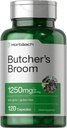 Horbaach Butchers Broom Capsules 1250 mg | 120 Kont | Non-GMO, Gluten Free | Geleneksel Herb Root Ekstraksiyon Tamamı Tamamlanmış