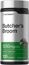 Horbaach Butchers Broom Capsules 1250 mg | 120 Kont | Non-GMO, Gluten Free | Geleneksel Herb Root Ekstraksiyon Tamamı Tamamlanmış