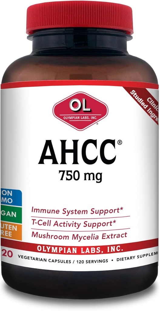 Olympian Labs Premium AHCC Supplement 750mg of AHCC per Capsule – Supports Immune Health, Liver Function, and Natural Killer Cell Activity - Bulk 120 Hizmetler