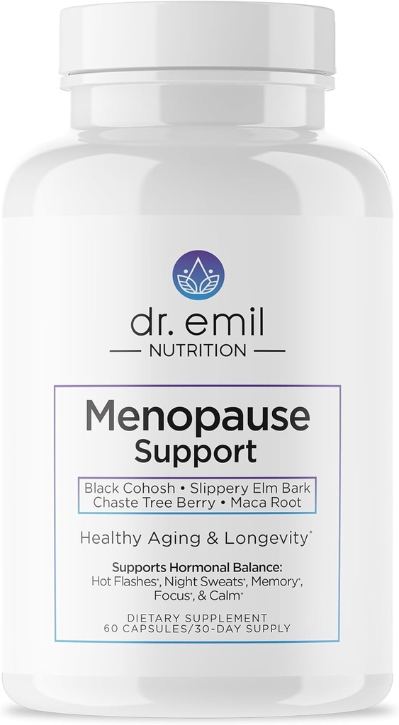 DR. EMIL NUTRITION Εμμηνόπαυση Συμπληρώματα για τις γυναίκες - Multi-Συμπτώματα Εμμηνόπαυση Ανακούφιση για Hot Flashes, Νυχτερινές Ιδρώσεις & Εκκίνηση Swings - Εμμηνόπαυση χάπια υποστήριξης με Black Cohosh - 30 Ημέρα προσφοράς