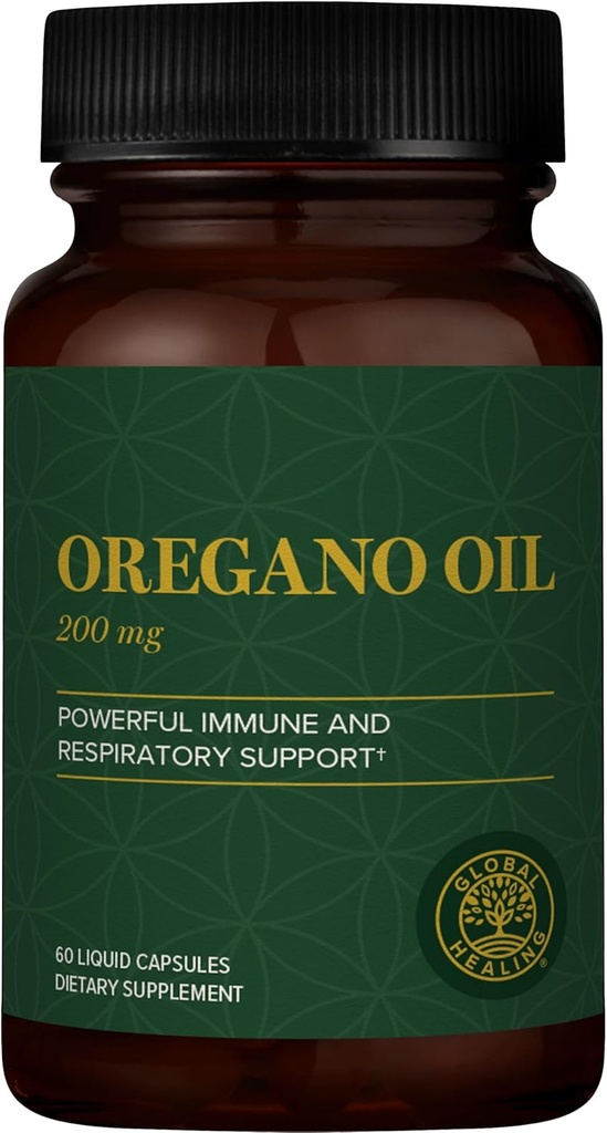 Global Healing Center - Oregano Oil Capsules with Organic Materialss & Cayenne Pepper Extract, Oregano Capsules for Immune System Support, Respiratory Health, Digestion, Gas & Gut Wellness (60 Kont)