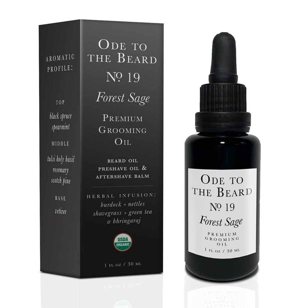 Vegan Mia - USDA Organik Spruce-Scented Beard Oil for Men, 3-in-1 Premium Grooming Oil with Argan Oil and more - For Beard growth and Care, Ode To The Beard Forest Sage Beard Oil, 1 fl ozz