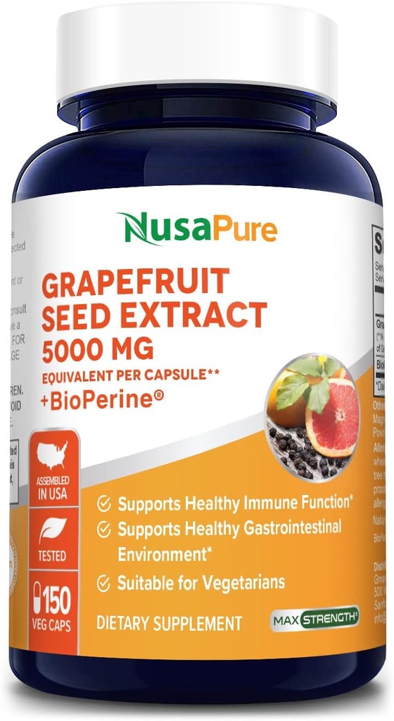 NusaPure Grapetis Capsule 5.000 mg per Capsule (Extract 10:1) Bioperine 150 Veggie caps (Vegan, Gluten Free, Non-GMO)