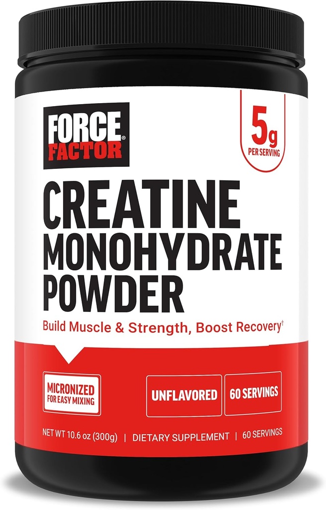 Kuvvet Faktörü Kremi Monohidrat Tozu, 5g Micronized Dose to Support Muscle growth, Strength, Recovery, Cognitive Health & Memory, Unflavored, 60 Hizmet