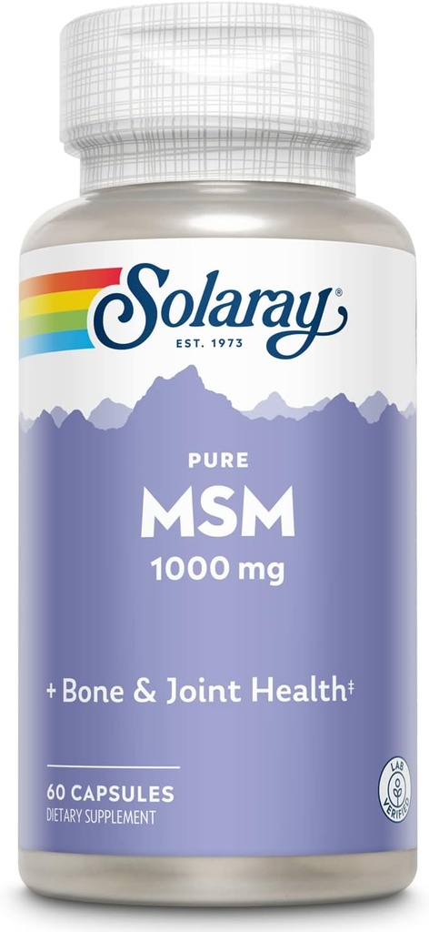 SOLARAY Pure MSM Capsules, 1000 mg, 60 Kont
