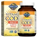 Life Vitamin D, Vitamin D, Kod Raw D3, D 2,000 IU, Raw Whole Food D3 Supplements with Chlorella, Fruit, Veggies & Probiyotiks for Bone & Immune Health, 120 Vegetarian Capsules