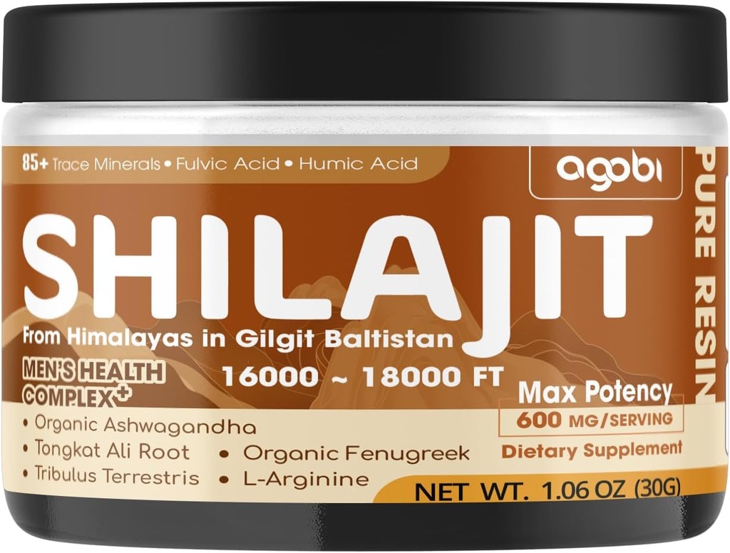 Shilajit Pure Himalaya Organik Temizlik - 30g Shilajit Supplement with 85+ Trace Minerals, Fulvic Acid, Ashwagandha Root, Tongkat Ali & More Herbal - Support Immune, Energy Production & Brain Health Health