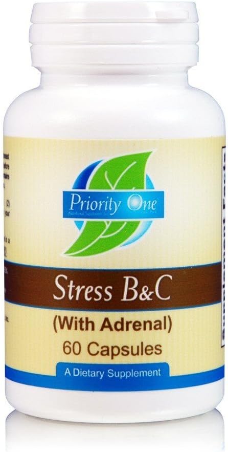 Öncelik Bir Vitamin B & C 60 Capsules - Tüm Gland Adrenal ile Sağlıklı Nerves, Skin, Eyes, gastrointestinal ve Beyin Fonksiyonllarını Desteklemek için B Kompleks.