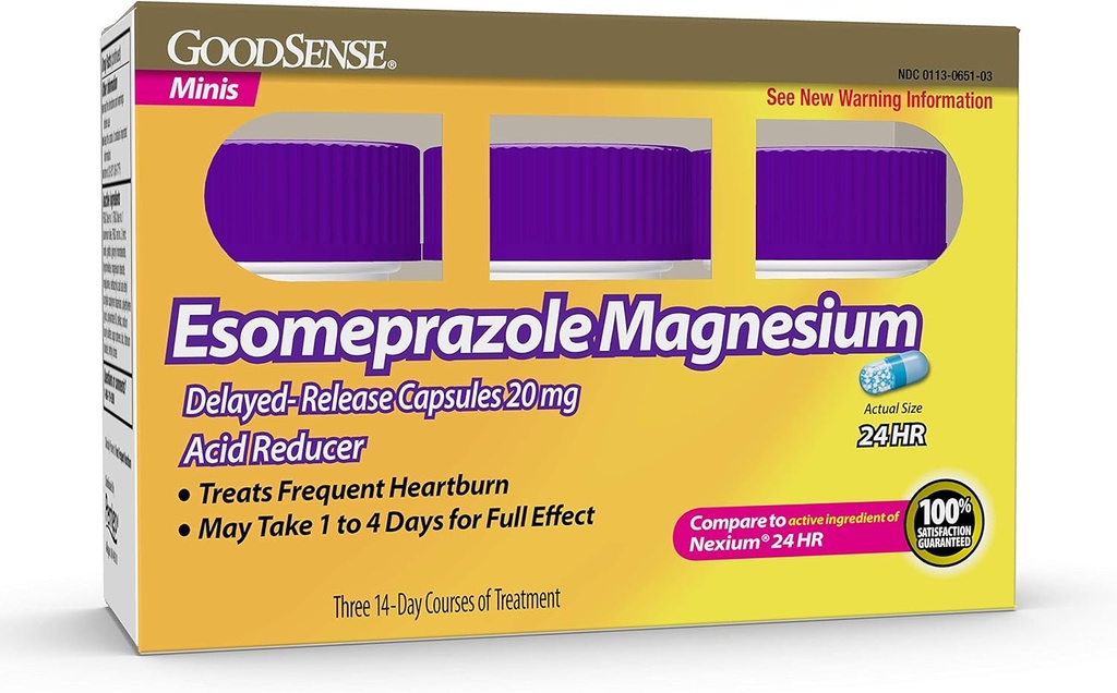 GoodSense Esomeprazole Μαγνήσιο Καθυστερημένα-απελευθερωμένα μίνι κάψουλες, 20 mg, οξύ μειωτήρα, 42 κόμης