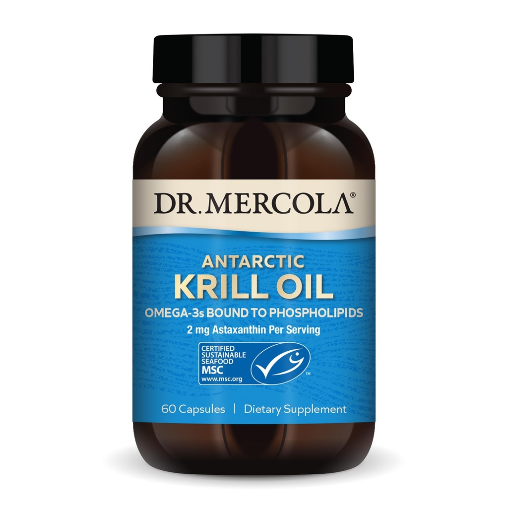 Dr. Mercola Antarktika Krill Oil - 1000 mg - Omega-3 Supplement with EPA & DHA - Supports Brain, Heart, Joint & Immune Health - GMO-Free, Gluten-Free & Soy-Free - 60 Capsules (30 hizmet)