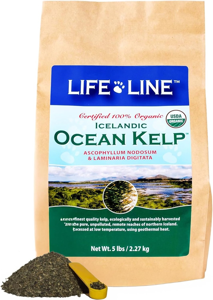 Life Line, Köpekler için Organik Okyanus Kelp Supplement, Cats & Horses | Boosts Coat Health, Reduces Shedding, Fights Plaque & Tartar, Supports Digestion, USDA sertifikalı - 5 lb