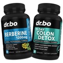 Berberine Supplement & Colon Cleanser Detox - Berberine HCL Supplement Capsules & 15 Day Intestinal Cleanse Pills & Probiyotik - Premium HCL Bowel Hareketi Stomach Bloating