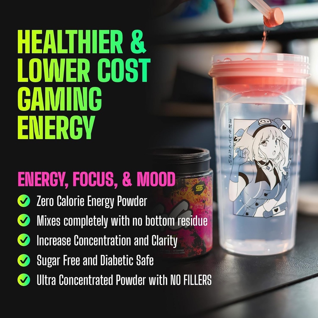 Gamer Supps, GG Energy Red Raspberry (100 hizmet) - Keto Friendly Game Energy and Nootropic Mix, Sugar Free + Organic Caffeine + Vitamins, Toz İçecek