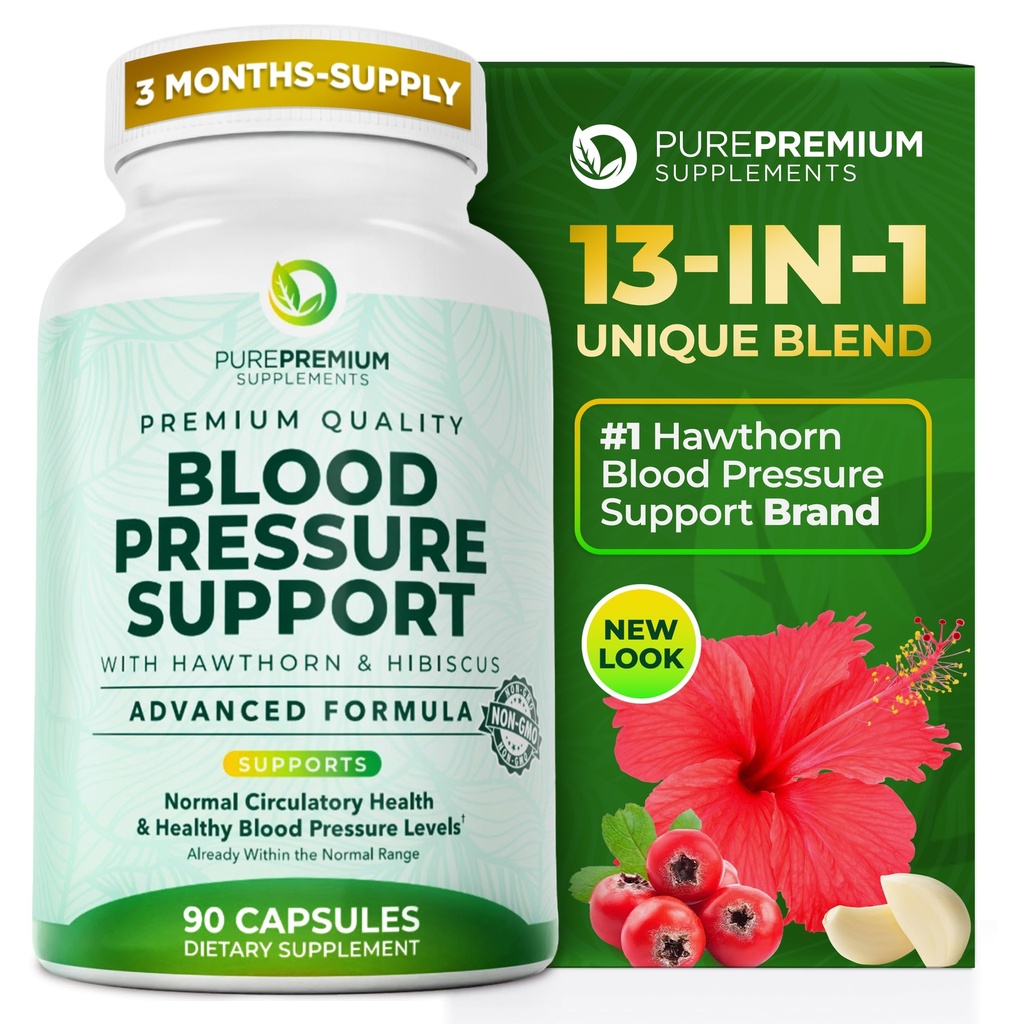 Hawthorn Berry Kan Basıncı Supplements with Hawthorn Berry, Hibiscus, Garlic & Vitamin B12- Nitrik Çimento Normal Kalp Sağlığı için Tamamlandı, Circulation Health & Blood Printing Support - 90ct