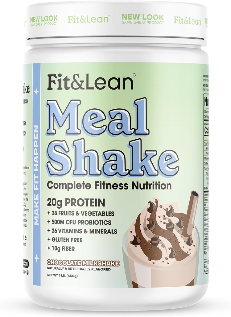 Fit & Lean Meal Shake, Fat Burning Meal Replacement, Protein, Fiber, Probiotics, Σοκολάτα, 1lb, 10 σερβιρίσματα ανά εμπορευματοκιβώτιο