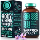 Kadınlar ve Erkekler için Saffron Supplements - 88.5 mg Saf Saffron Ekstraksiyon - Antioksi, Eye Health, Energy Support and Mood Branson - Vegan, ABD'de Yapılan 60 Capsules Bir Kez Daily