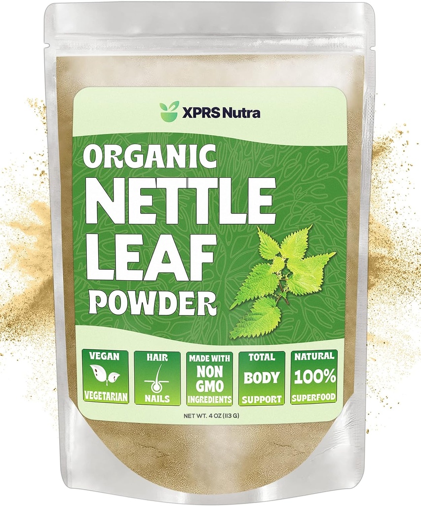 XPRS Nutra Organik Nettle Leaf Toz - Premium USD Saç ve Çiçekler için Nettle Toz - Vegan Dostu Enerji Nettle Leaf (4 oz)