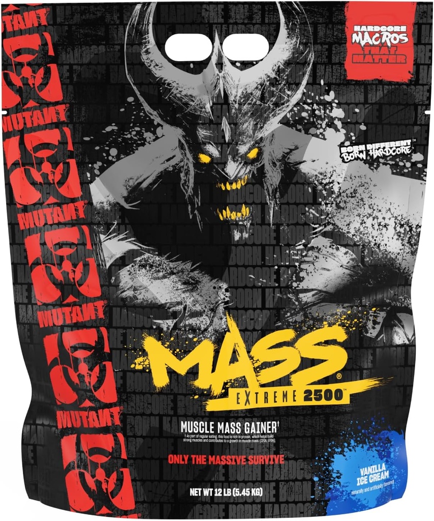 Mutant Mass Extreme Gainer – Whey Protein Tozu – Kas Boyut ve Güçlü – Yüksek Yoğun Temiz Calories (Vanilla Ice Cream, 12 lbs)