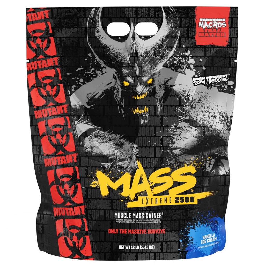 Mutant Mass Extreme Gainer – Whey Protein Tozu – Kas Boyut ve Güçlü – Yüksek Yoğun Temiz Calories (Vanilla Ice Cream, 12 lbs)