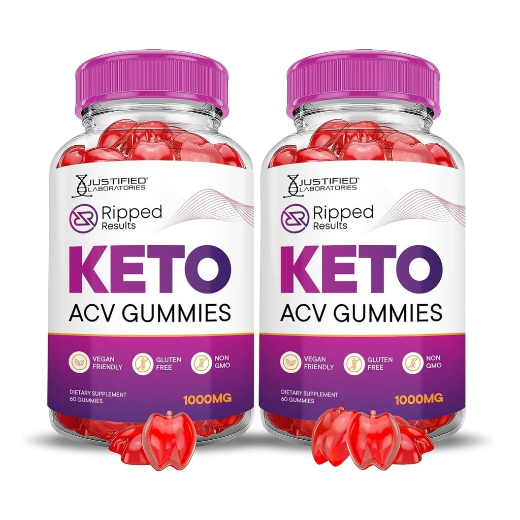 Justified Laboratories (2 Pack Ripped Results Keto ACV Gummies Advanced Formula 1000MG Ripped Sonuçlar Pomegranate Beet Juice B12 Vegan Non GMO 120 Gummys