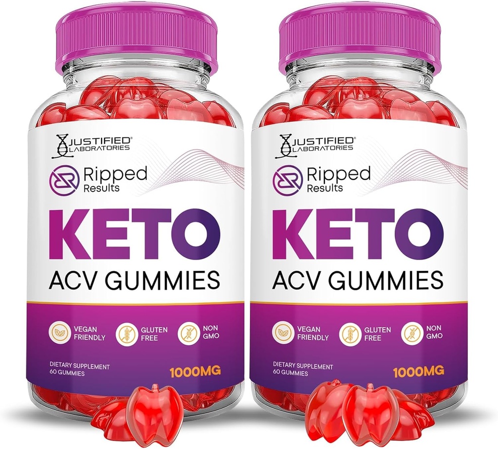 Justified Laboratories (2 Pack Ripped Results Keto ACV Gummies Advanced Formula 1000MG Ripped Sonuçlar Pomegranate Beet Juice B12 Vegan Non GMO 120 Gummys