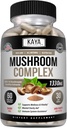 Kaya Naturals Premium Mushroom Kompleksi Potent - Mushroom Kompleks Capsules 1330 mg Per Servis - Aids mental Clarity Supports Immune System, Wellness & Vitality - 60 Count Count
