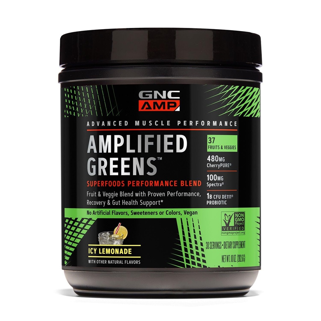 GNC AMP Basitleştirilmiş Yeşiller Superfoods Performansı - Icy Lemonade - 10 oz. (30 Hizmet)