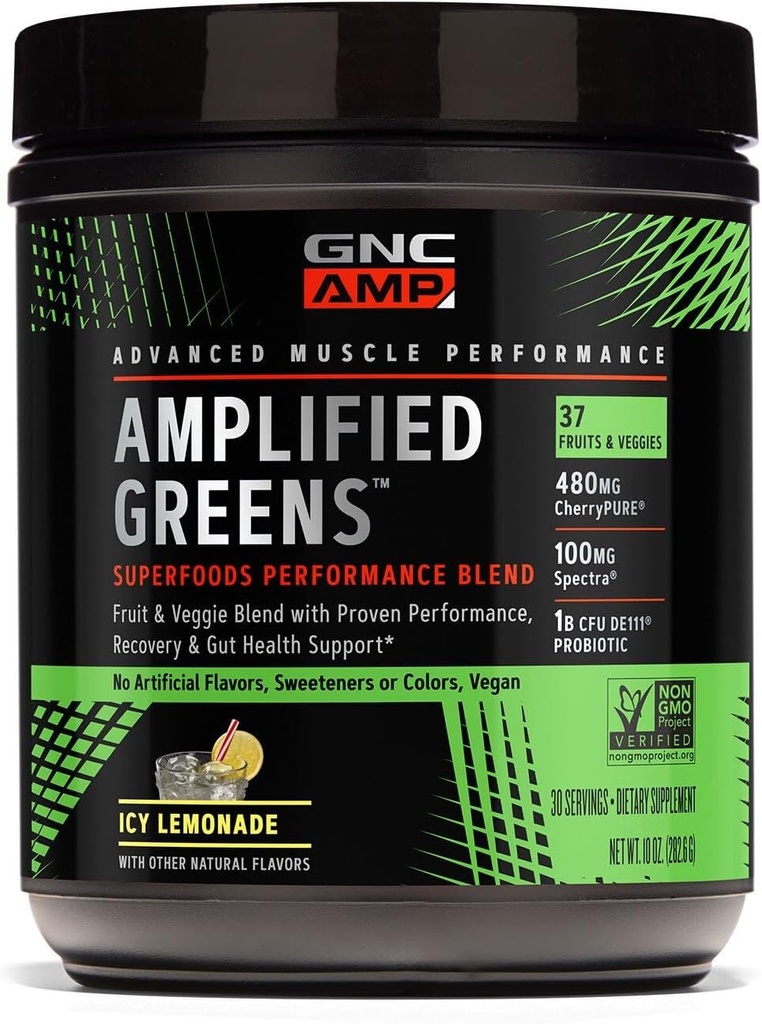 GNC AMP Basitleştirilmiş Yeşiller Superfoods Performansı - Icy Lemonade - 10 oz. (30 Hizmet)