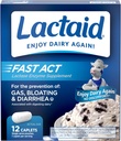 Lactaid Fast Act Lactose intolerance Relief Caplets with Lactase Enzyme to prevent Gas, Bloating & Diarrhea Due to Lactose Hassasiyet, Seyahat ve On-Go için ideal, 12 Paket