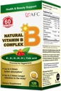 AFC Japonya Doğal Vitamin B Kompleksi B1, B2, B3, B6, B12, Folic Acid & Glutathione Yeast Extract, No S Sentetiks, Non-GMO, Supplement for Stress, Energy, Immune & Nervous System,120 Vegan Caplets