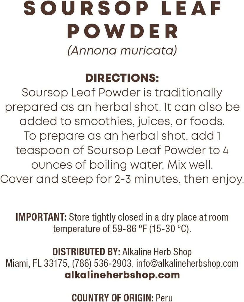 Alkaline Herb Shop Just Herbs: Σκόνη φύλλων soursop