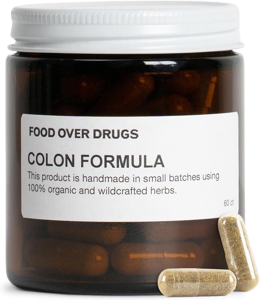 Food Over Drugs Colon Formula – Advanced Colon Cleanse Herbal Blend with Cascara Sagrada, Psyllium Husk, Dandelion Root, Ginger, και Marshmallow – Plant-based Digestive support Supplement [60 ct]