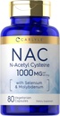 Carlyle NAC Supplement N-Acetyl Cysteine 1000 mg | 80 Capsules | Selenium & Molybdenum | Vegetarian, Non-GMO & Gluten Free
