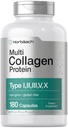 Horbäach Multi Collagen protein 2000 mg | 180 Capsules | Hydrolyzed Collagen Type I, II, III, V, X | Keto & Paleo Friendly, Non-GMO, Gluten Free Supplement