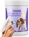 HICC PET Ear Clean Finger Wipes for Dogs & Cats, Vet- Tavsiye Edilmiş Köpek Kulak Enfeksiyonu Tedavisine Yardım Etmek ve İnflammasyon, Pencereleri Kaldırın ve Kokuyu Durdurun, Non-Irritating, 50ct(Coconut Scent)