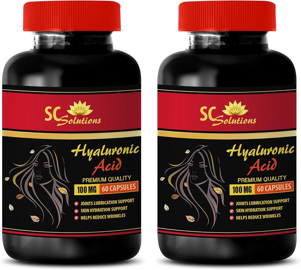 Yüz için Anti Aging Capsules - HYALURONIC asit Pills 100 mg - hipnozlu asit Supplements for Eyes - 2 Şişes 120 Capsules