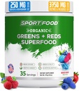 Organik Yeşiller ve Reds Superfood Toz | Karma Berry Flavor | 25+ Süper Meyveler & Veggies, Beets, Prebiyotikler | Enerjilendirici, Antioksi-Rich, Keto-Friendly Smoothie Mix | 35 Servisler