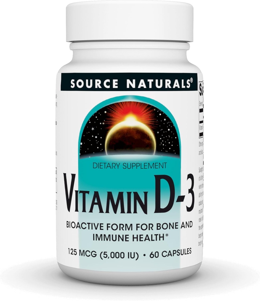 Doğals Vitamin D-3 Kemik ve Immune Health için Biyoaktif Form * 5000 iu - 60 Capsules