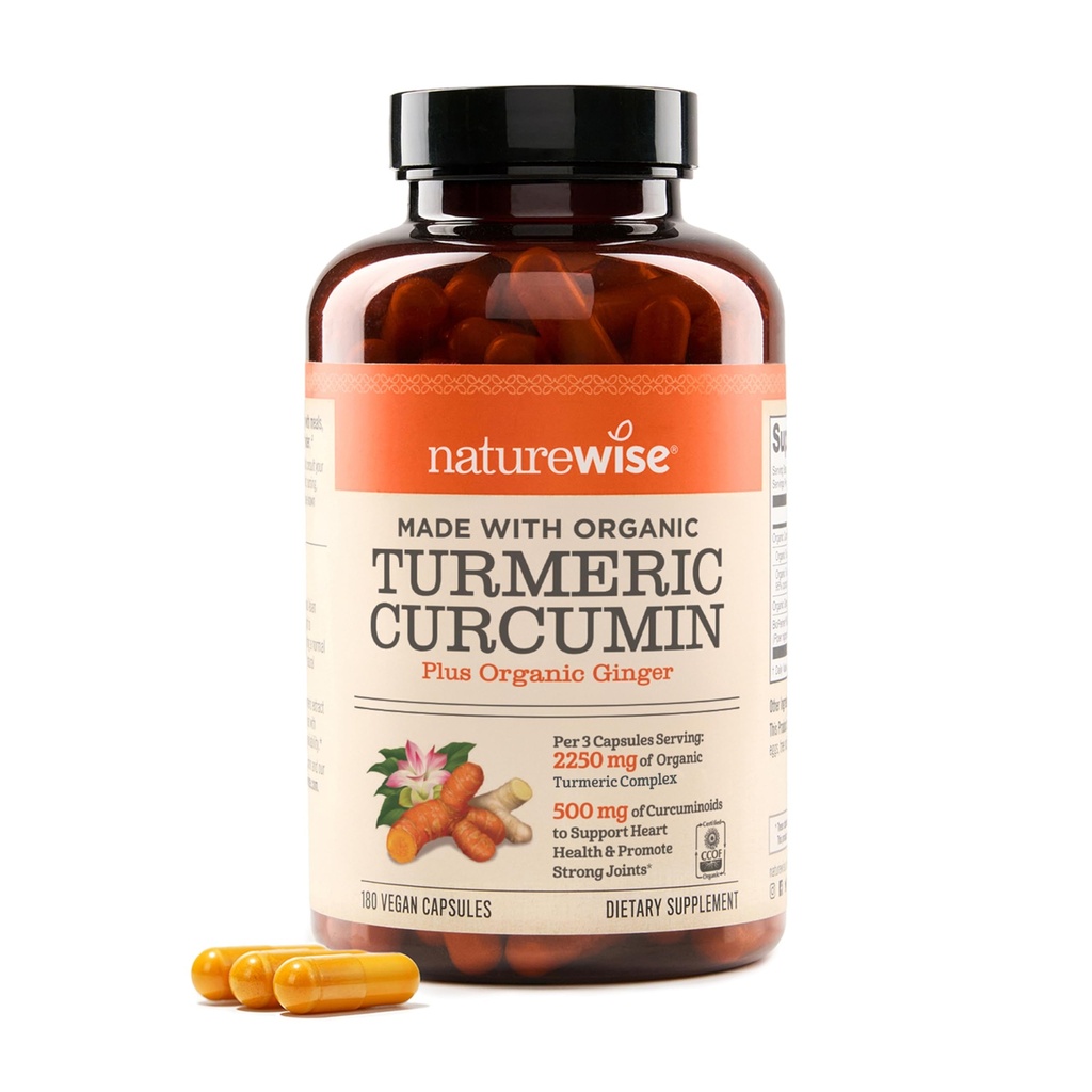 NatureWise Κουρκουμίνη Turmeric 2250mg - 95% Κουρκουμινοειδή & BioPerine Black Pepper Extract για Σύνθετη Απορρόφηση - Καθημερινή Κοινή και Ανοσολογική Υποστήριξη Υγείας - Vegan, Μη ΓΤΟ, 180 Count[60-Day Supply]