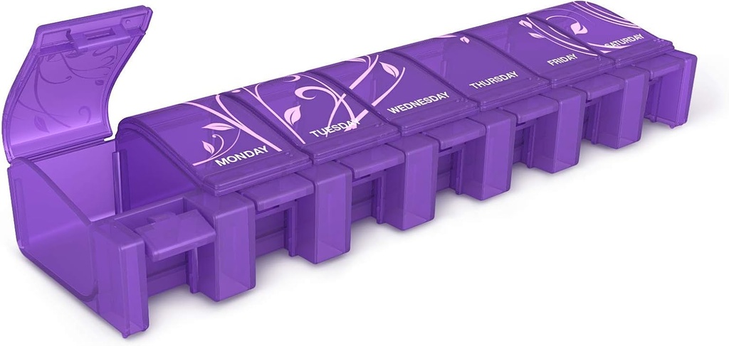 EZY DOSE Soft Touch Weekly (7 Günlük) Pill Case, Tıp Planlayıcı, Vitamin Organize Kutusu, Günlük Planlayıcı, XL Karşılaştırmalar, Kullanımı Kolay ve Kolay, Etiketli Lidlar, Renk Vary, BPA Ücretsiz