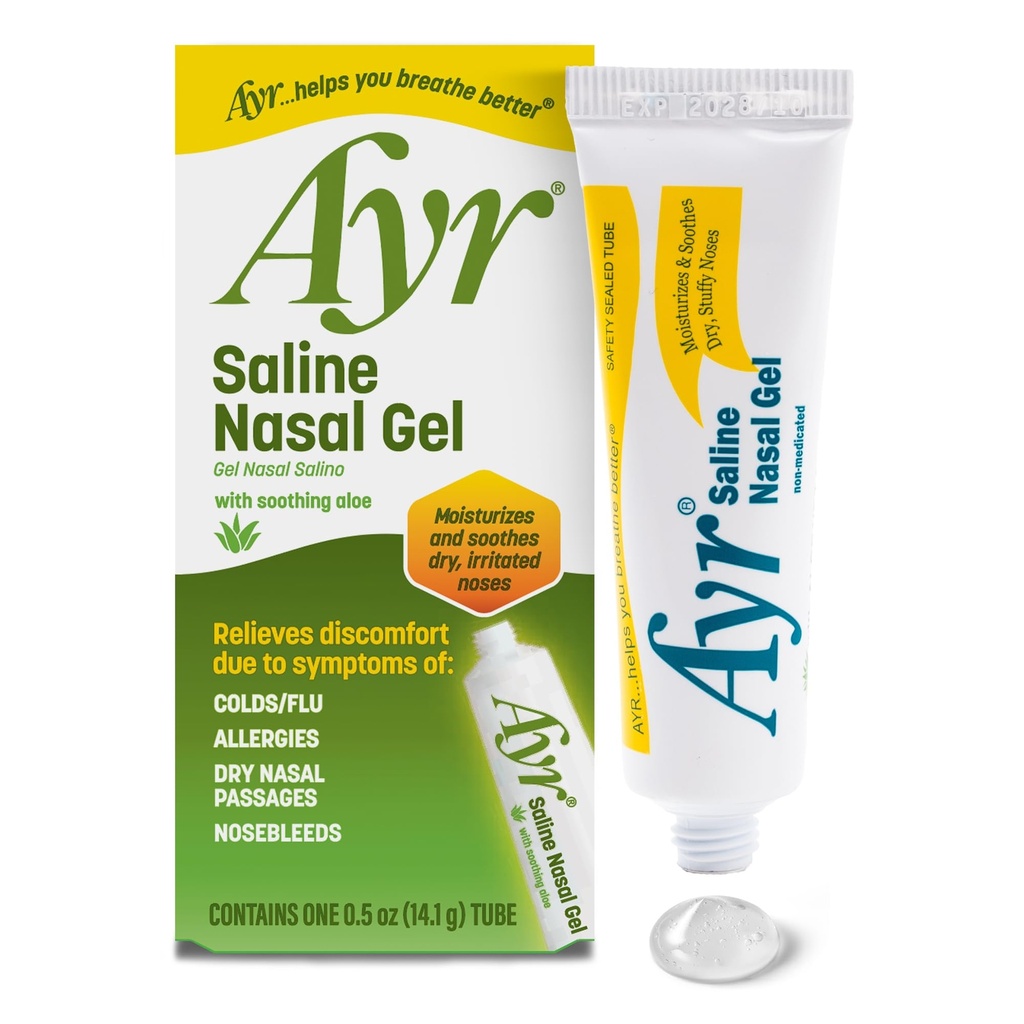 Ayr Saline Nasal Gel, Με Καταπραϋντική Αλόη, 0.5 σωλήνα ουγγιά (πακέτο του 1)