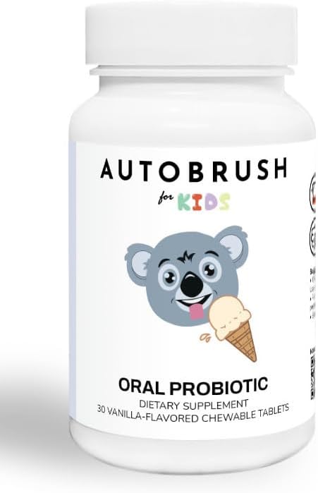 autobrush Kids Oral-Care Slow Dissolve Probiyotik Tabletler | Diş Tamamları | Sağlık Dişleri ve Gums | Dengeli Ağız Biome| 30 Kont (Vanilla) (1)