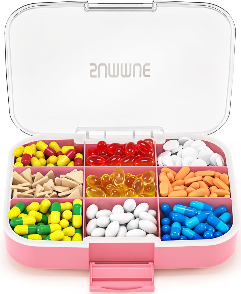 Büyük Pill Organizer, 9 Karşılaştırmalı Tatil Pill Box Vaka Moisture Önerisi, XL Pill Konteyner Vitaminleri, Cod Liver Oil, Supplements, Drug (Pink)