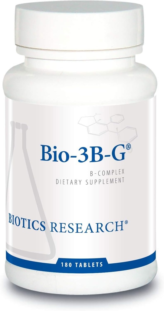 Biotics Research Bio-3B-G Vitamin B Kompleksi, Stres, Enerji ve Adrenal Health Gluten Free Supplement 180 Tablets