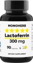 MONOHERB Lactoferrin 300 mg per Capsule - 90 Vegetarian Capsules - ABD'de Made in USA