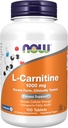 Şimdi Gıdalar Tamamlıyor, L-Carnitine 1000 mg, Purest Form, Amino Asit, Fitness Desteği *, 100 Tablet