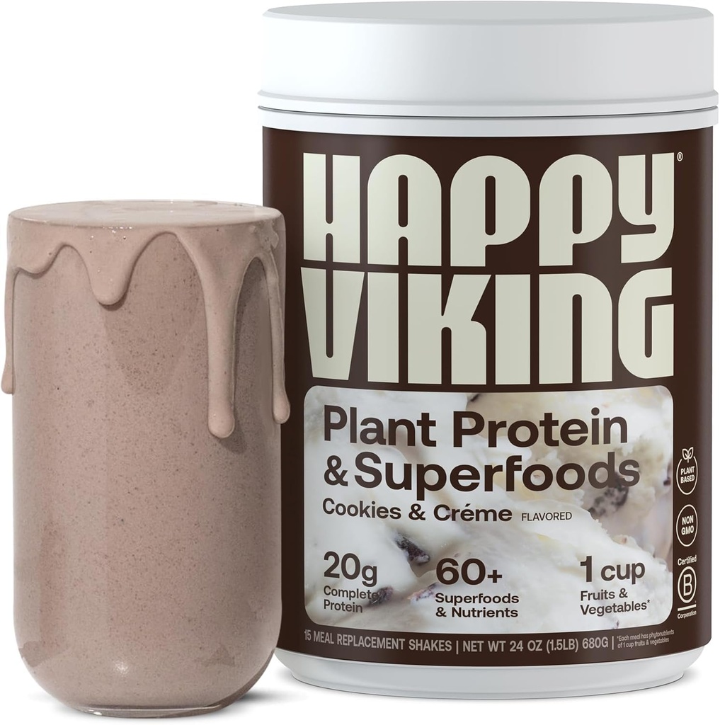 Mutlu Viking Kurabiyeleri ve Krem Bitki Protein Toz, Venüs Williams, 20G proteini, Low Carb, Keto, Vegan, Gluten-Free, Non-GMO, Superfoods, Complete Mealchange, 1 Canister