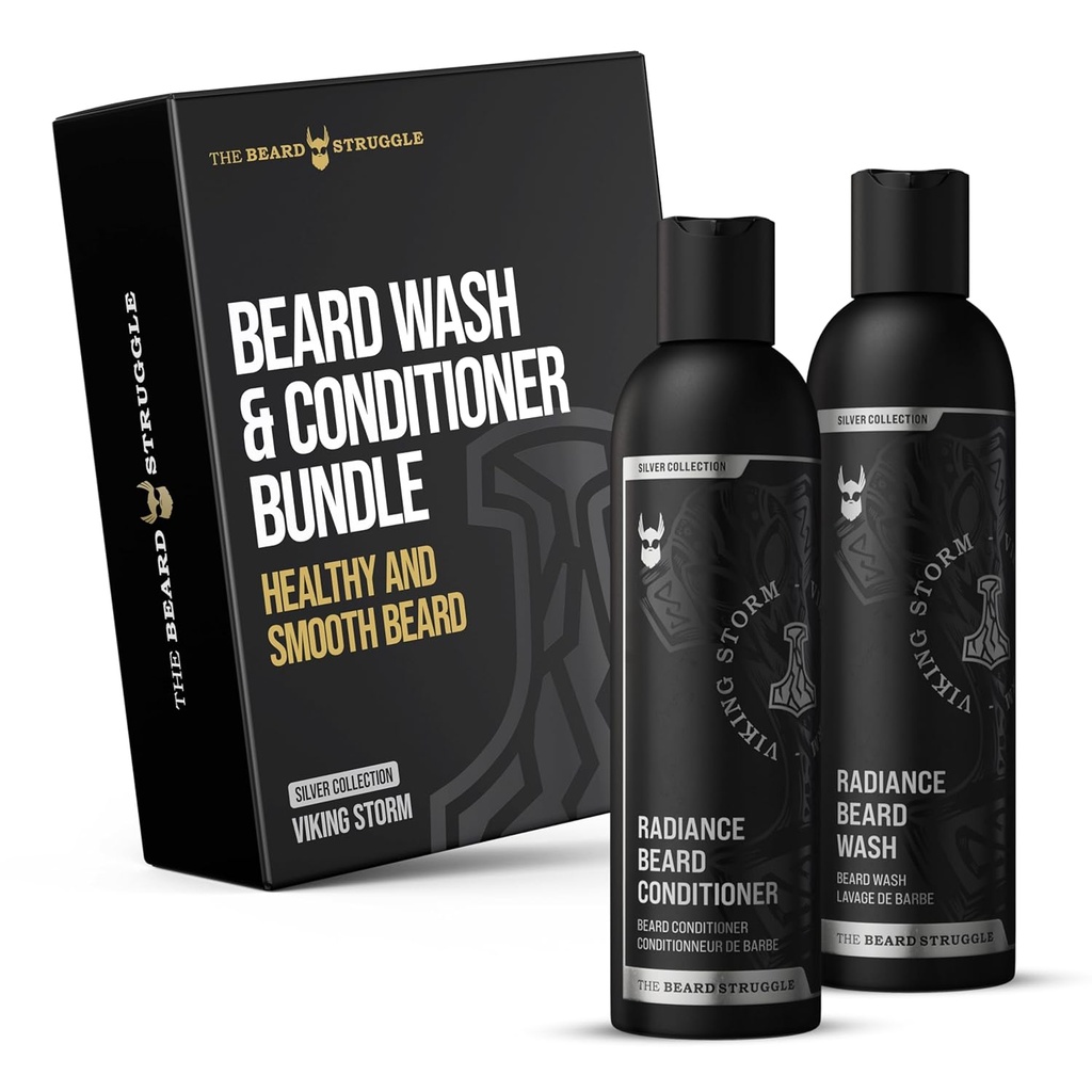 Ayılı Mücadele - Radiance Beard Wash & Durumer Sche - Silver Collection - 2, Viking Fırtınası - Nourish, Cleanse, Softens, & Supports Beard - Beard Wash and Durumer for Men